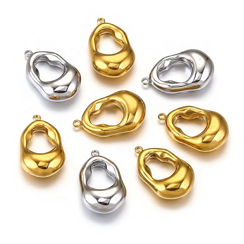 

5pcs Stainless Steel Gold Plated Polished Oval Gourd Shape Charms for DIY Necklace Bracelet Jewelry Making Accessories Wholesale