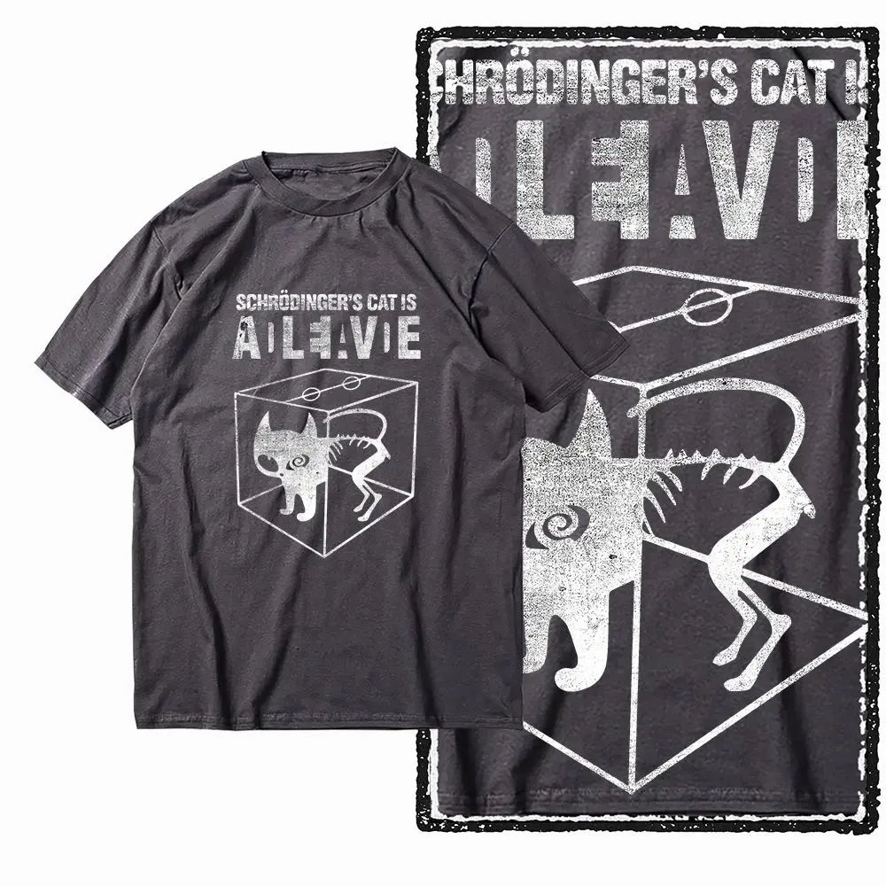 G49 Charcoal Big Size Cool 100% Cotton  Men's Cat Printed Graphic T-shirt |  Streetwear O-neck men's Tee Tshirt