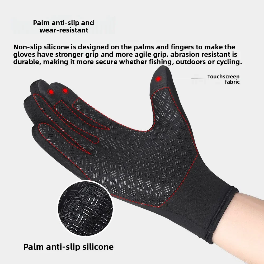 Outdoor Sports Winter Mens Womens Velvet Touch Screen Warm Ski Riding Windproof Thickened Gloves for Cycling