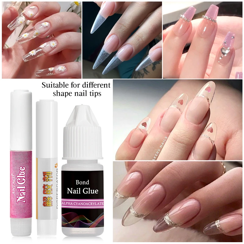 1/2/3g Bond Nail Glue Fast-Dry Adhesive Acrylic Art False Tips 3D Decoration Nail Tips Nail Rhinestone Glue Adhesive Tools