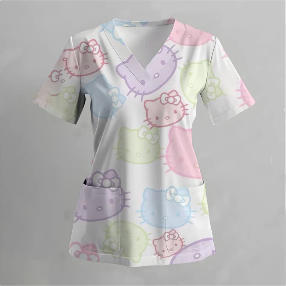 

Hello Kitty с принтом медсестры, медицинская операционная, униформа для врача и медсестер, одежда для домашних животных, скрабы, топ с короткими рукавами