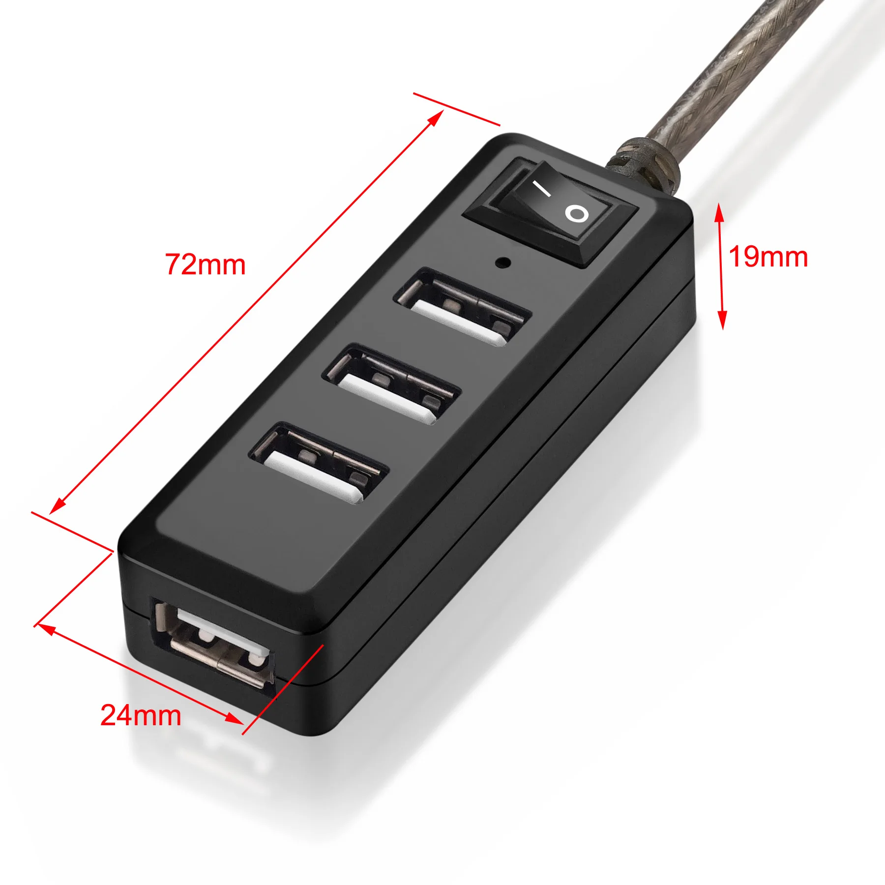 Bochara 4Ports USB 2.0 HUB Extension Cable Male to Female Active Repeater Built-in IC Chipset Dual Shielded 5M 10M 15M