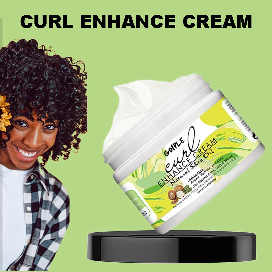 GOIPLE 320g aceite de karité Natural crema mejorada con aceite de coco define acondicionador rizado moldeador de ondas para cabello rizado