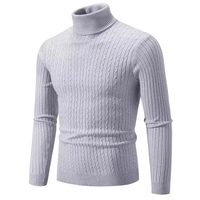 Suéter de cuello alto para hombre, Jersey de punto, ropa informal cálida