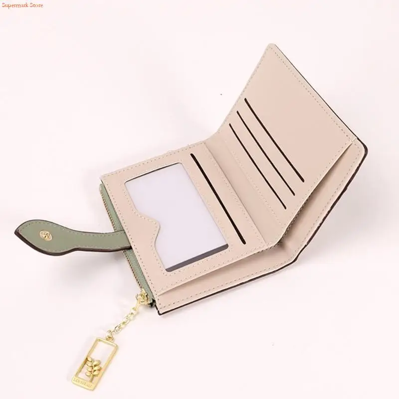 Q5WE Small Wallet for Women and Girls Bifold Floral PU Leather Card Holder with Zippers Pocket Clear Window Coin Purse