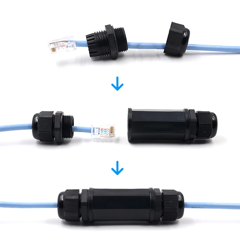 RJ45 Waterproof Connector IP67 Ethernet Network Cable Connector Double head Outdoor Lan Coupler Adapter Female for Cat5 6 7 8P8C