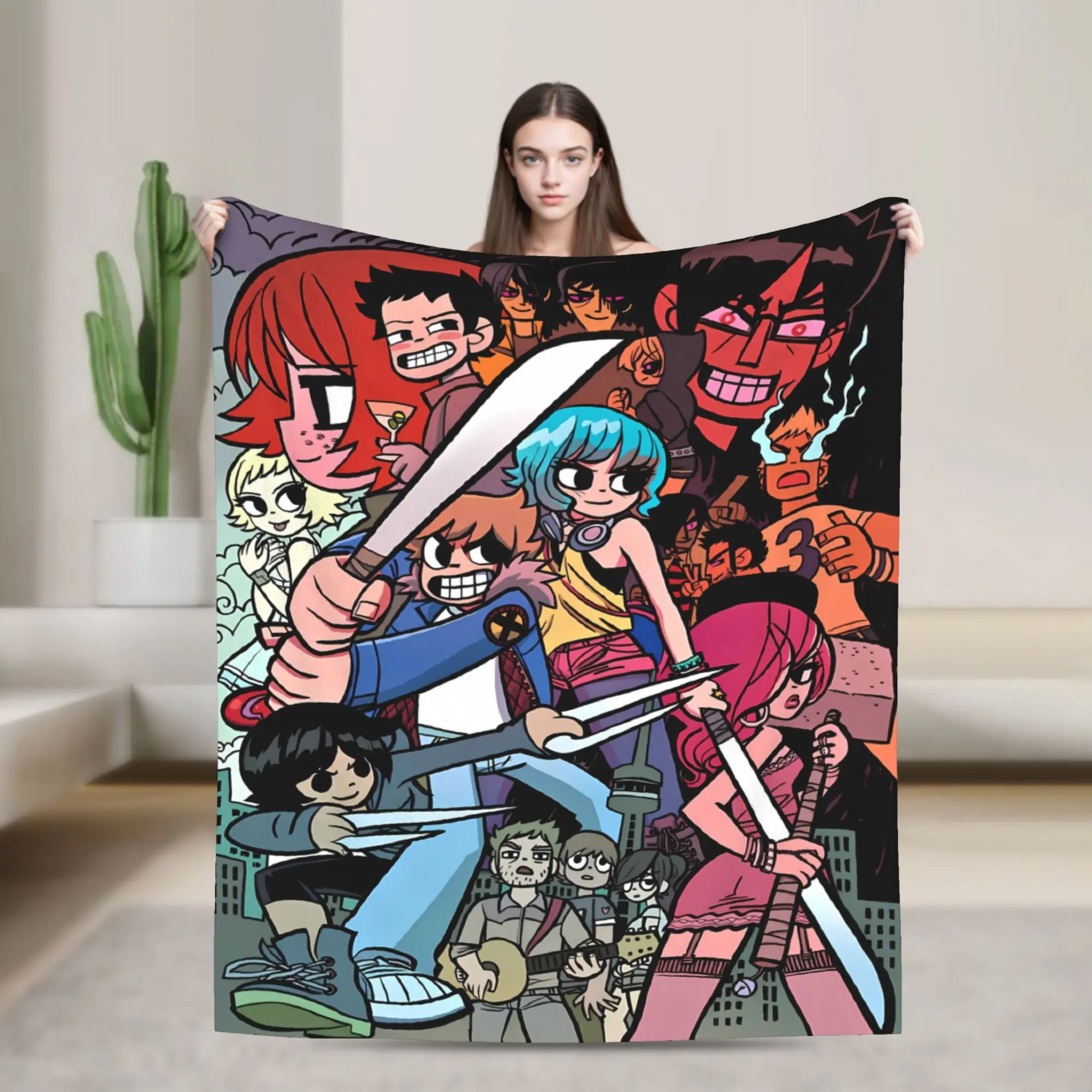 Super Warm BlanketsGirls Boys Picnic Scott Pilgrim Group Battle Bedding Throws  Flannel Bedspread For Home Decor Sofa Bed Cover