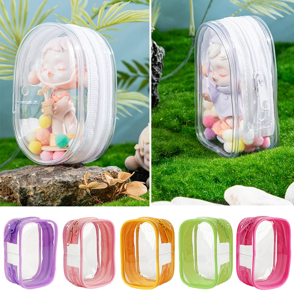 Classic Transparent Doll Bag Candy Color Mystery Box Thicken Organizer Box Double Zippers Plush Dolls Storage Pouch Wallet