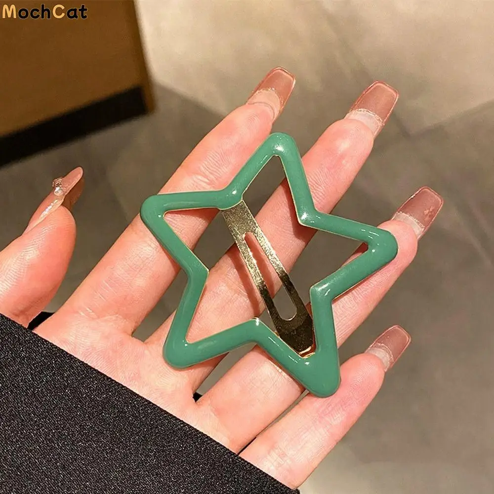 

Personalized Pentagonal Star Star BB Hair Clip Hollow Metal Side Barrettes Geometric Headwear Y2k Hairpin Female