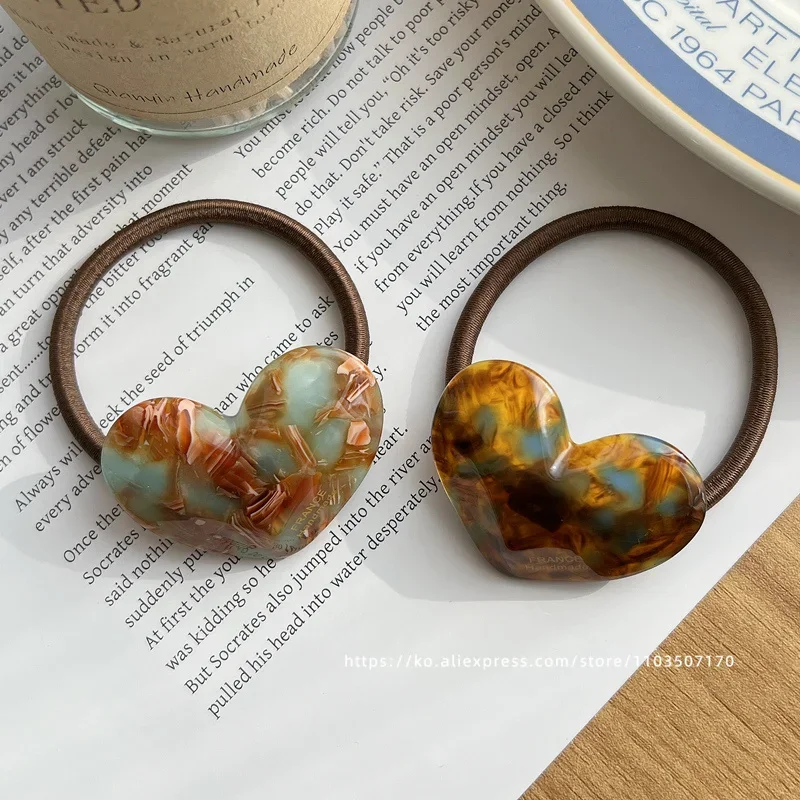 Lozenge section love hair rope ~ South Korea East Gate France high ponytail hair ring heart-shaped rubber band plate hair rope view 5