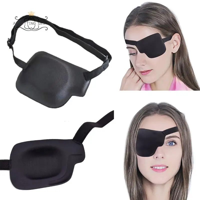 

1PC Black Single Eye Patch Adjustable 3D Foam Groove Eyeshades For Lazy Eyes Medical Use Concave Eye Patch