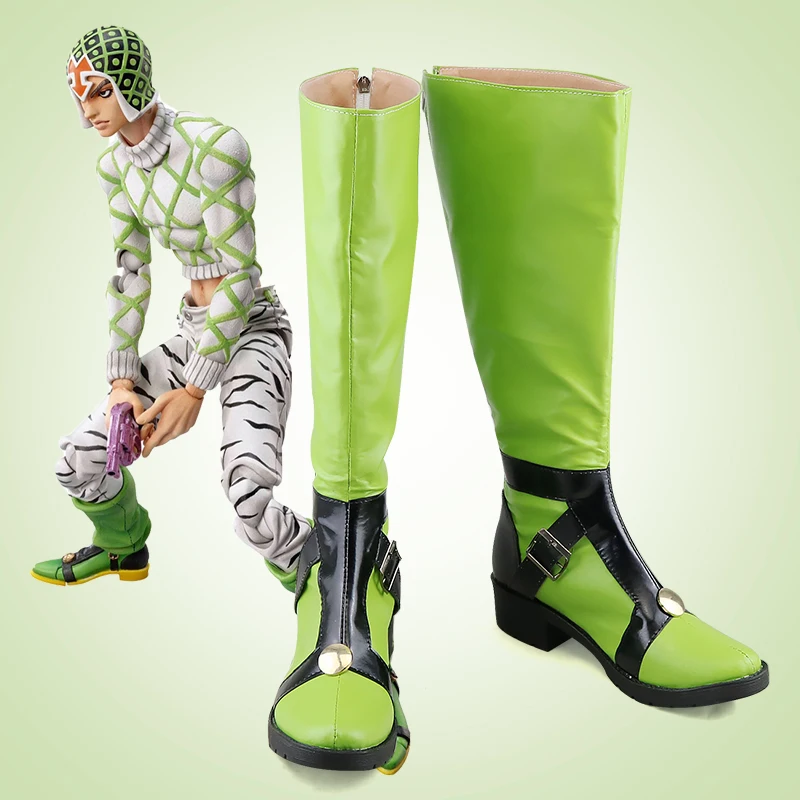 أحذية Guido Mista التأثيرية أحذية أنيمي جوجو الخضراء أحذية لعب الأدوار من الجلد الصناعي للرجال #1