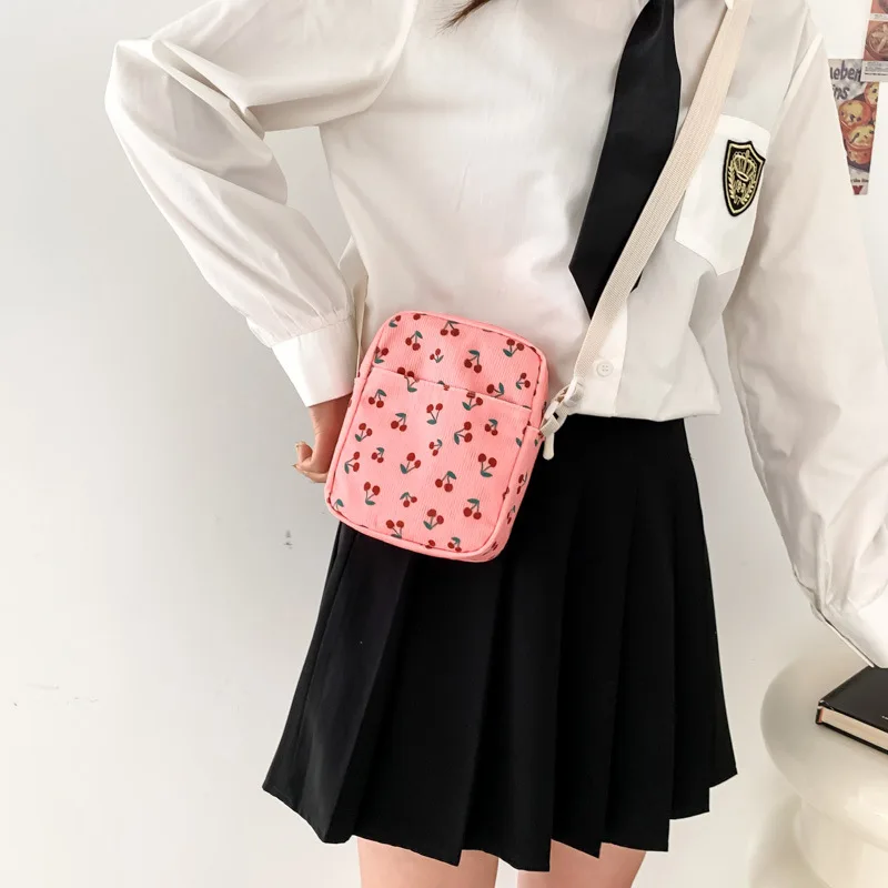 Female Corduroy Mini Crossbody Bag Korean Style Trendy Student Stylish Simple Design Personalized Travel Cell Phone Bag