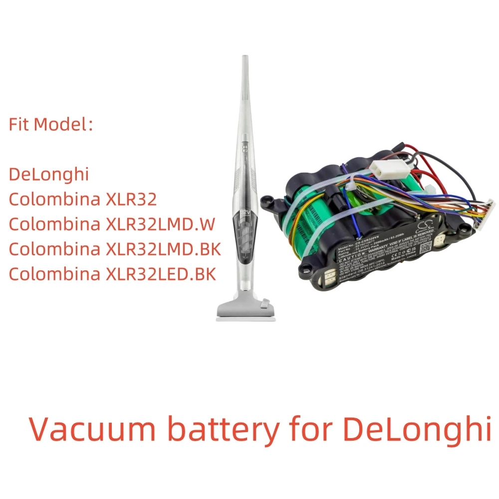 Li-ion Rechargeable Vacuum Battery for DeLonghi | 33.3V, 2500mAh | Compatible with Colombina XLR32 & XLR32LMD.W