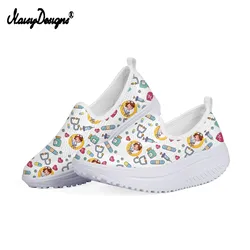 Noisydesigns Summer Women Mesh Wedge Sneaker Slimming Toning Shoes Minika Thick Bottom Medicine Nurse Pattern Women Fitness Shoe