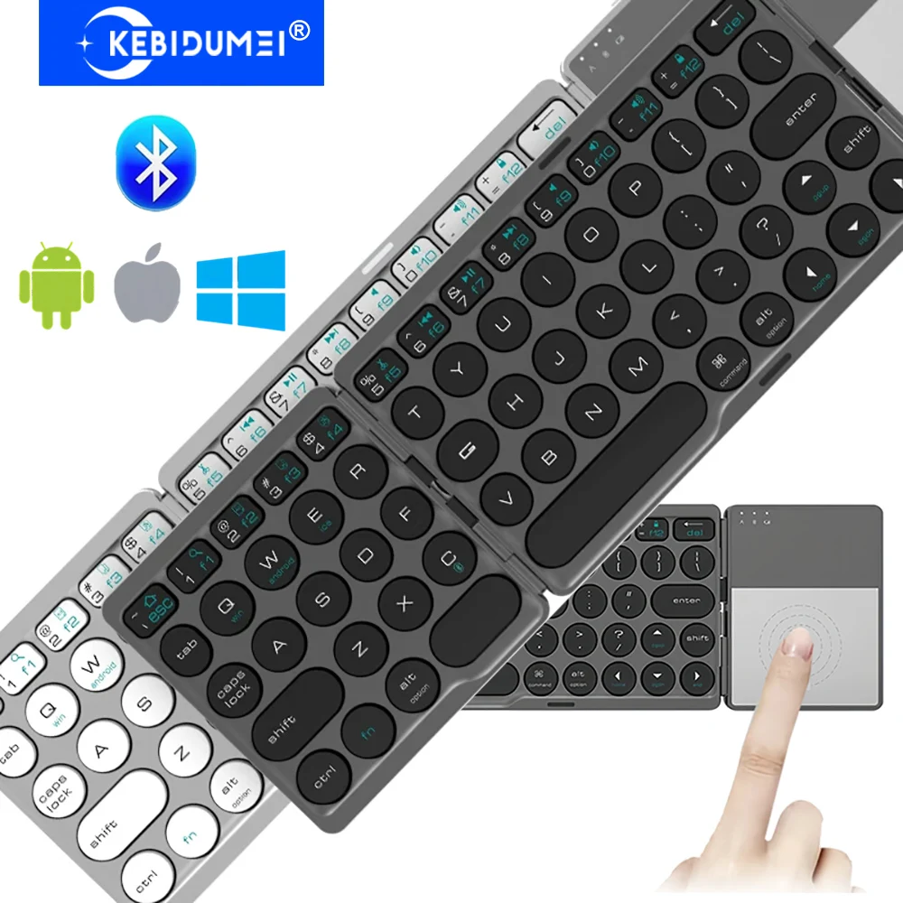 

Трехскладная сенсорная клавиатура с сенсорной панелью Bluetooth-клавиатура Мини-клавиатура Перезаряжаемая беспроводная клавиатура для Android Windows