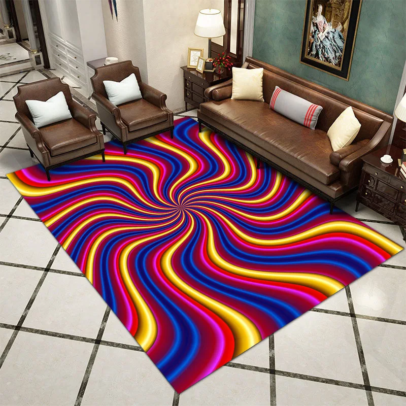 

3D Magical Swirl Rug Colorful Illusion Vertigo Carpets Bedroom Antiskid Home Living Room Tatami Floor Mat Sofa Decor Vortex Rugs