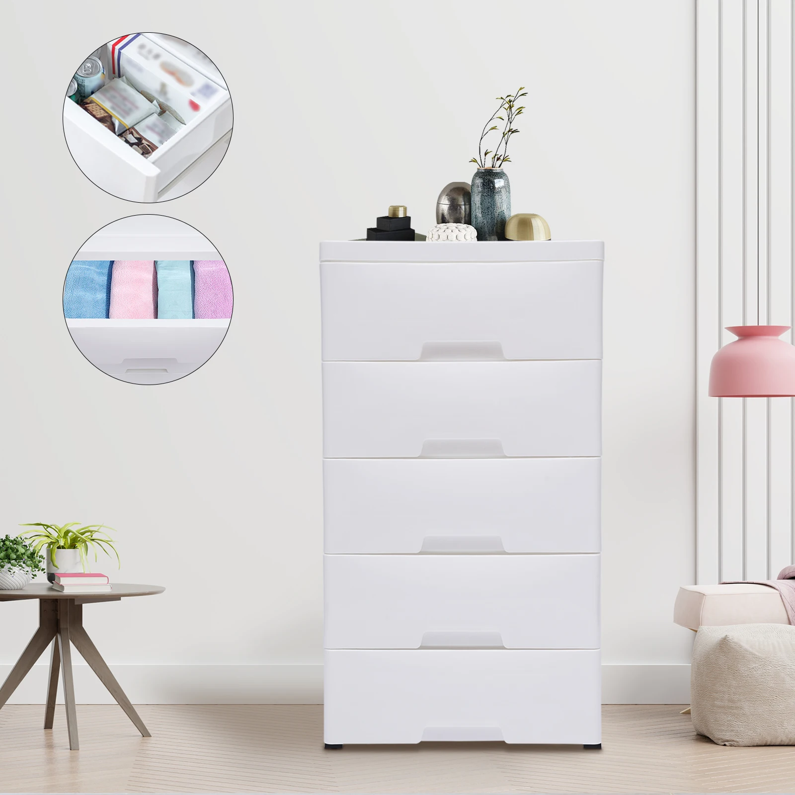 

Cabinet 43.5*29*80Cm (White Without Lock 5 Layers) For Home Living Room To Store
