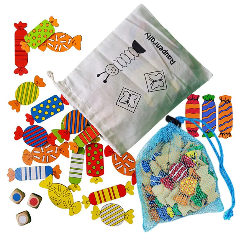 ของเล่นฝึกประสาทสัมผัสสำหรับเด็กลูกเต๋าลูกกวาดทำจากไม้ของเล่นสีจับคู่เกมกระดานฝึกความจำของเล่นเพื่อการศึกษาสำหรับเด็ก