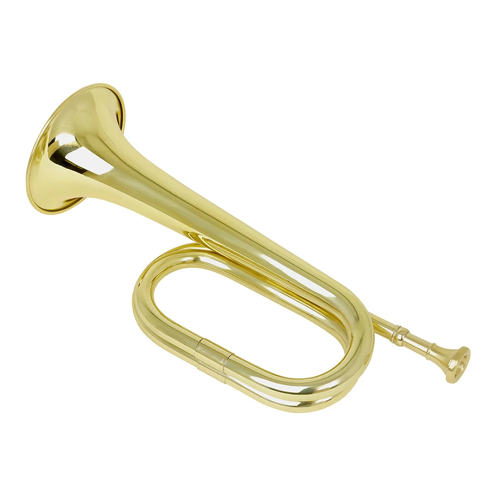 Brass Cavalry Trumpet Copper Bugle Music Instrument Kids Intellectual Vocal Toys Horn for Scouting Beginners Children Gold