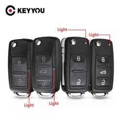 KEYYOU 3 Button Flip Remote Shell Car Key Case For VW For VOLKSWAGEN Tiguan Golf Sagitar Polo MK6 caddy passat b6