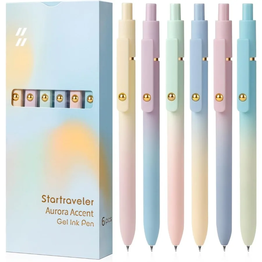 

Gel Pens 6 Pcs 0.7mm Comfort Grip Quick Dry Black Ink Pens Fine Point Smooth Writing Pens Cute Office Back to School Supplies G