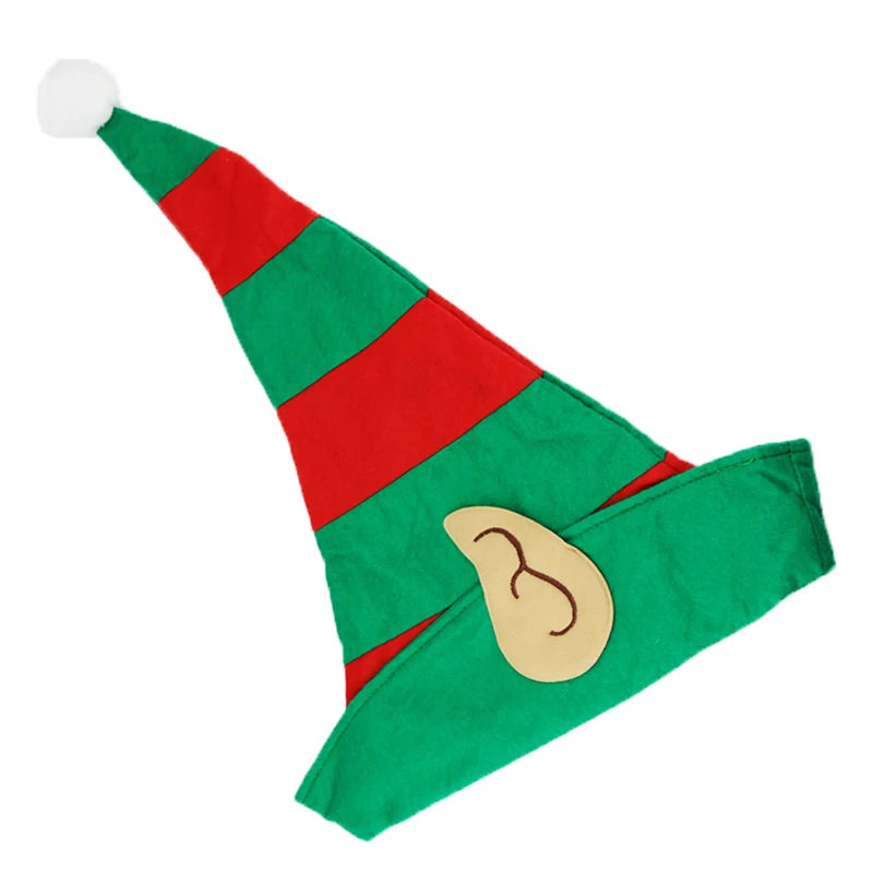 

(1 piece/bag) 53*34cm New Year Celebration Christmas Elf Red Green Striped Party Hat Children's Hat Warm DIY