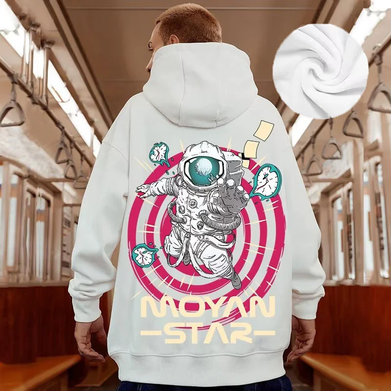 Trendy Hip-hop Oversized Hoodie Men's Trendy Ins New High Street Round Neck Casual Coat With Plush Spring And Autumn