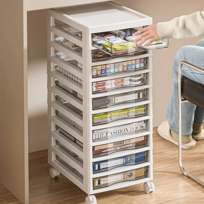 Storage Box Multi Layer File Organizer Office Cabinet Filing Cabinet Office Desk Drawer Cabinet Transparent Wheeled