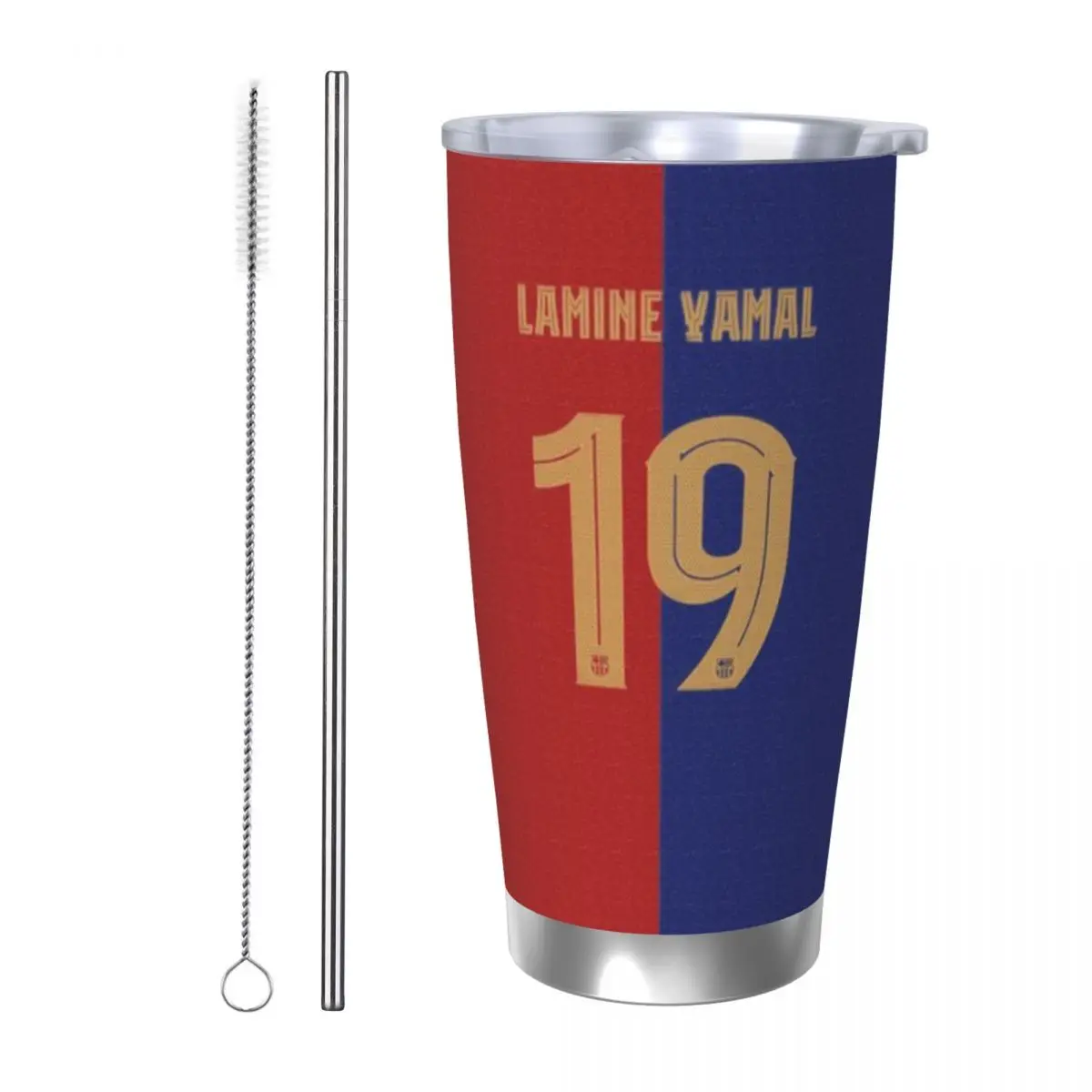 Lamine Yamal 20oz Stainless Steel Car Mug Straw Thermal Iced Travel Cup Vacuum Insulated Coffee Hot Cup