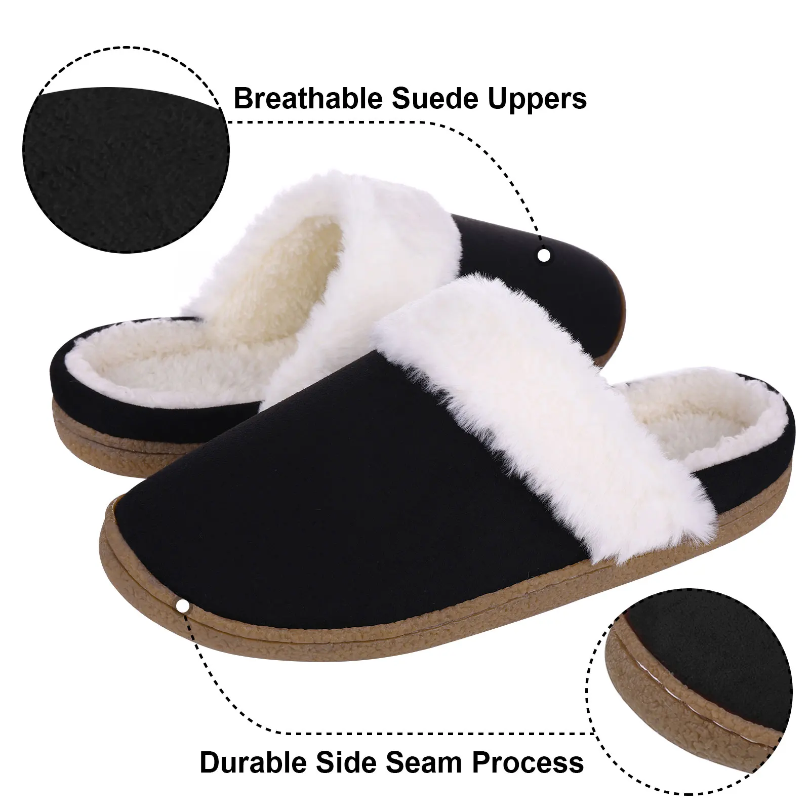 Bebealy Winter Warm Fluffy Women Slippers Indoor Soft Fuzzy House Slippers With Rubber Shoes Outdoor Antidkid Plush Women Shoes