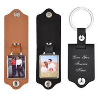 Vnox Custom Photo Keychains for Men,Black Brown PU Leather Key Chains,Image Picture Insert Keychains,Family Gift for Him Husband