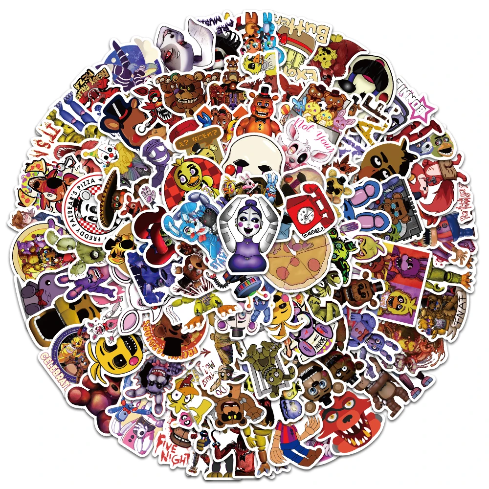 50/100/pack Teddy Bear's Five Night at Freddy's Horror Graffiti Decals Notebook Motorcycle Suitcase Waterproof Sticker Wholesale