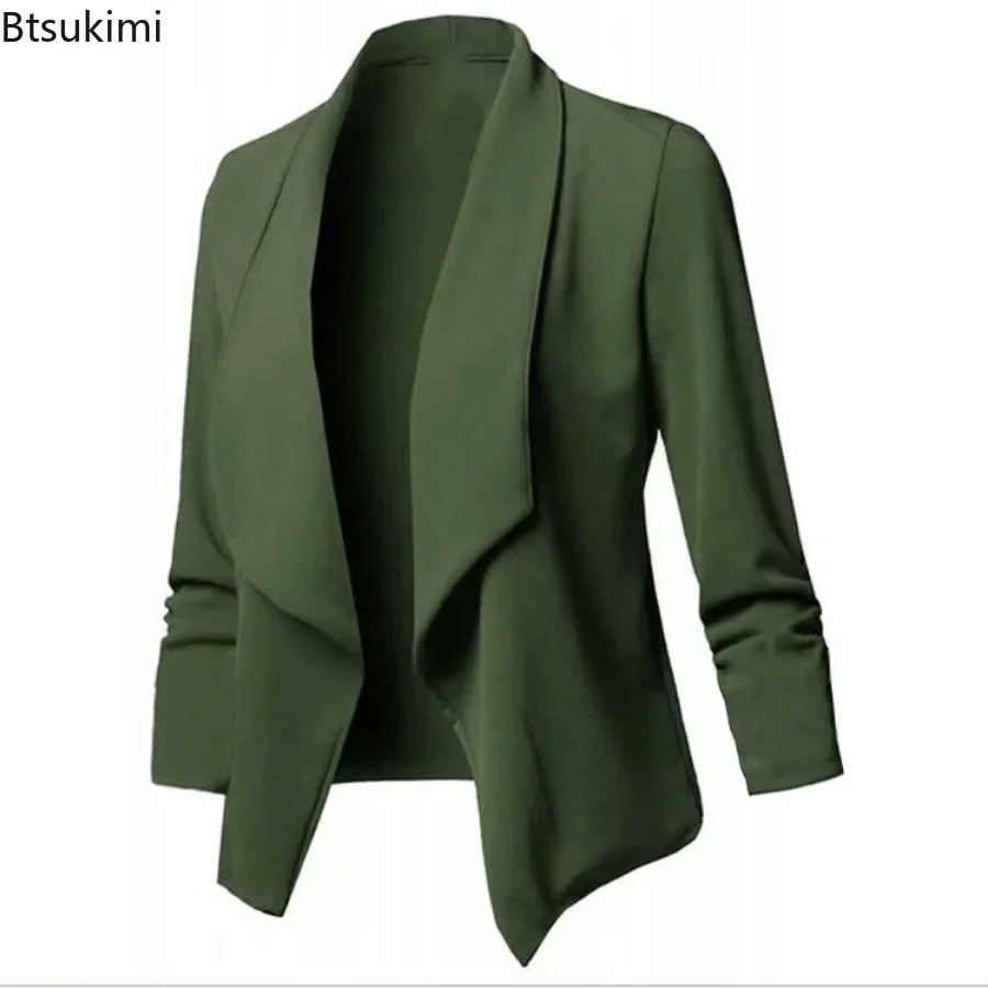 Business Office Women Blazer Coat Solid Long Sleeve Casual Suit Fashion Lapel Open Front Suit Jacket Women's All Match Suit Coat