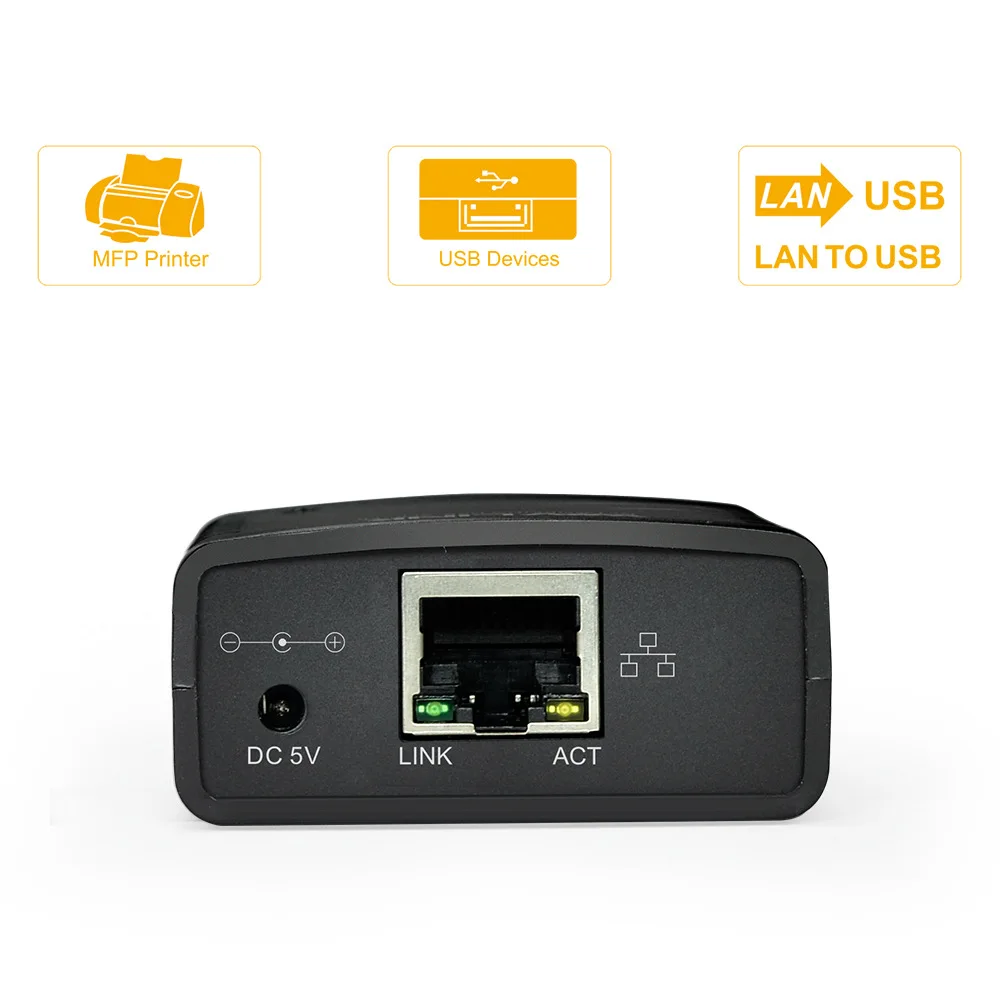 USB2.0 Network Print Server Capture RJ-45 TCP / IP LPR Allow To Configure, Monitor & Even Reset The Print Server Via Web Browser