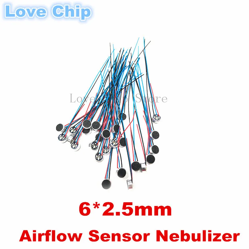 10-50pcs 6x2.5mm 6025 Airflow Sensor Nebulizer MIC Capsule Electret Condenser Microphone welding three wires blue light