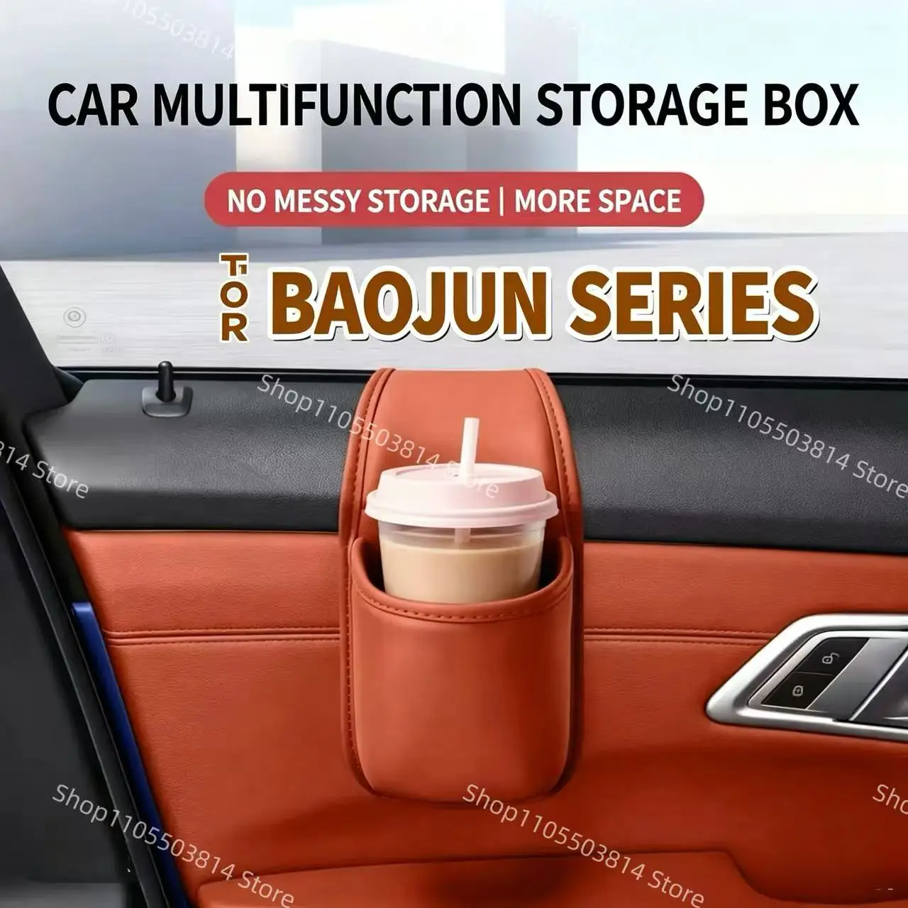 For BAOJUN Car Door Storage Box, Hanging Car Organizer Bag Cup Holder, Auto Glass Gap Hanging Storage Pouch Interior Accessories