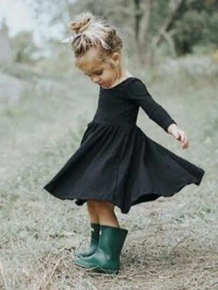Sommer Kinder Baby Kleid schwarz Baby Mädchen Kleid kurz ärmel ige süße Kleid für Mädchen Kurzarm eine Linie Party Kleid Mädchen Kleidung – Detail 1