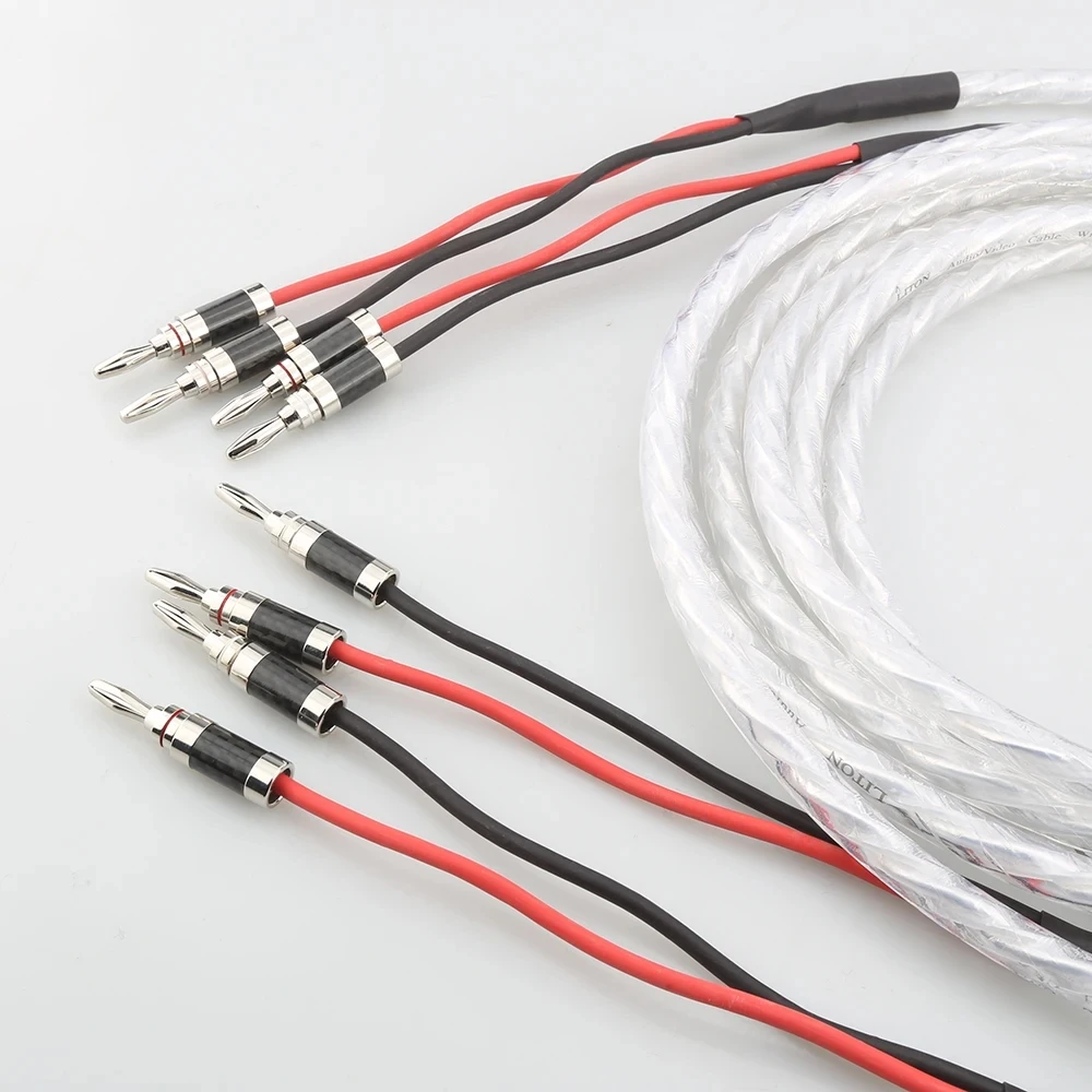 

AS220 Pair 6N OCC silver plated HiFi Speaker Cable High-end Amplifier Loudspeaker Cables Banana Spade plug Wire Line