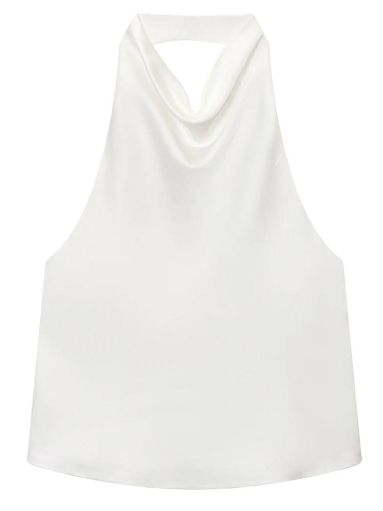 HXAO Top Vrouwen Halter Satijn Vrouwen Tops Backless Corset Top Vest Geel Roze Zwart Zomer Elegante Sexy Tops Tank Vestidos