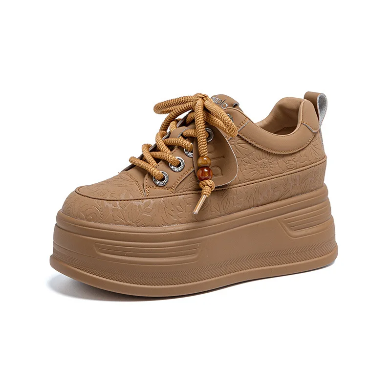 8cm Synthetische Echtes Leder Frühling Chunky Turnschuhe Schuhe Frauen Kampf Herbst Warme Winter Knöchel Plattform Keil Booties
