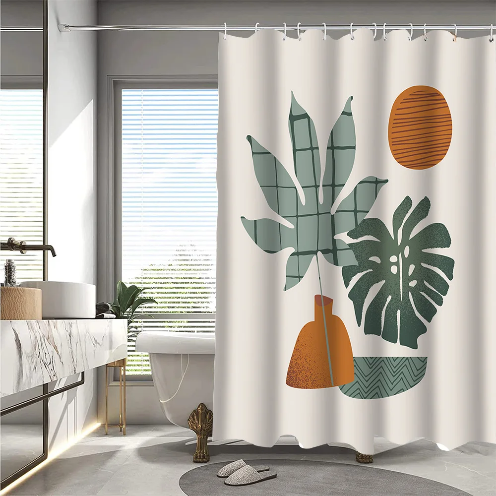 

1/4 minimalist home bathroom curtains, toilet seat decoration, shower curtain carpet, shower curtain with carpet and toilet lid