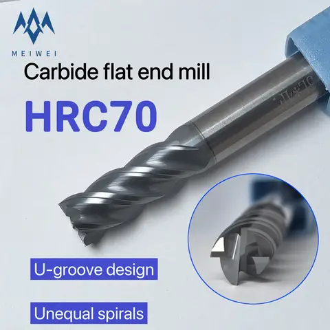 HRC 70 CNC 초경 엔드밀, 철재 절삭용 4날, 6, 8, 10, 12, 16, 20mm 라우터 비트 금속 절삭 공구