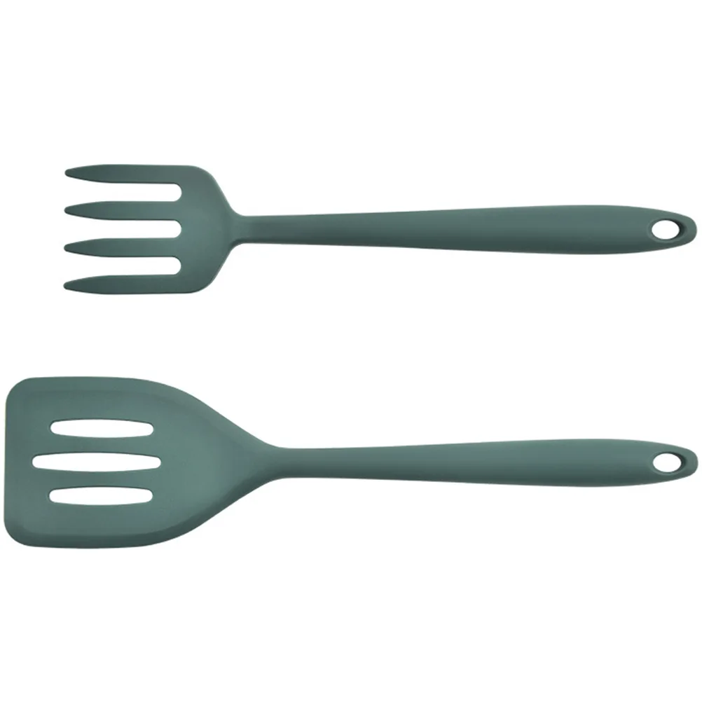 

1 set Kitchen Cooking Spatula Fork Spatula Set Mid Green Non-Stick Cooking Tools Reusable Daily Use Portable Spoon
