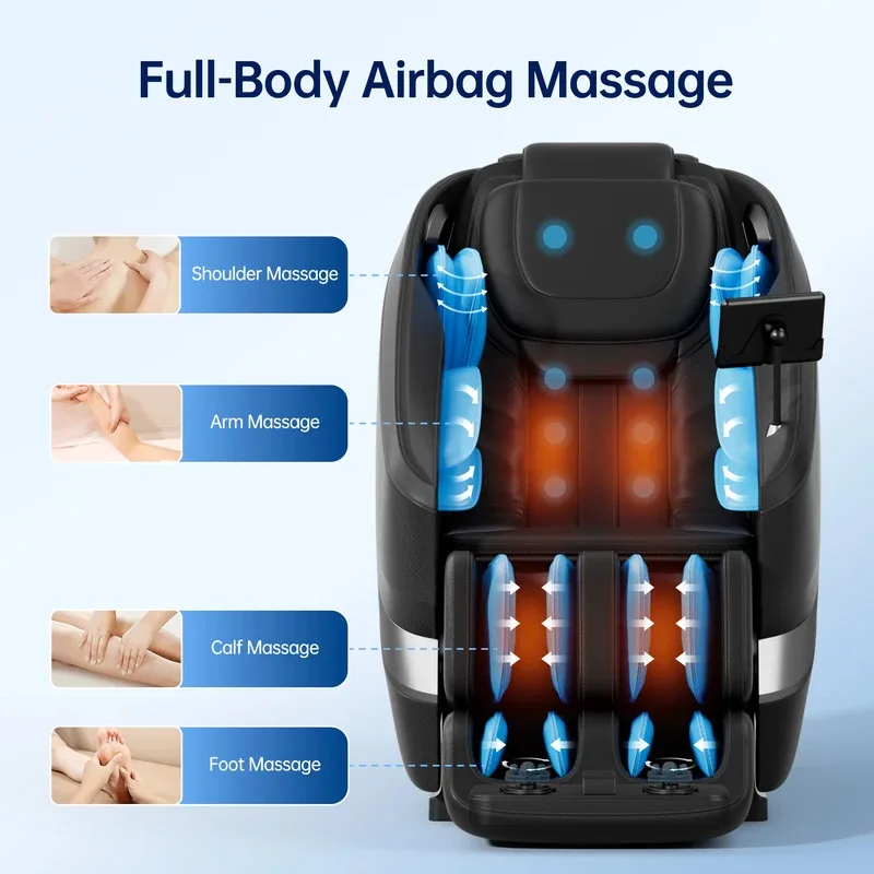 2025 Massage Chair Full-body acupressure massage Reclining chair design with LCD touchscreen Customisable back and calf heating