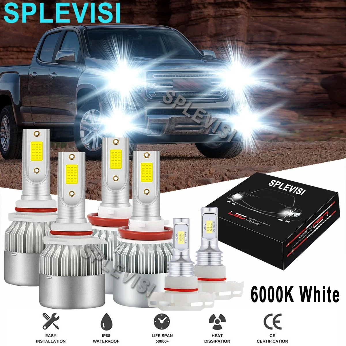 

Pick up LED White Headlight/Fog Light Bulbs 6000K Fit For GMC Canyon 2015 2016 2017 2018 GMC Yukon XL 2015 2016 2017 2018 2019