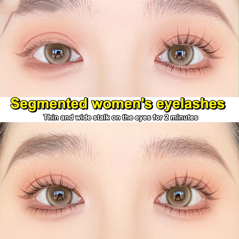 10 Rows/60 Clusters Press On Lashes Glueless Pre-Bond Technology DIY Reusable Self Adhesive Realistic Eyelash Cute Sweet