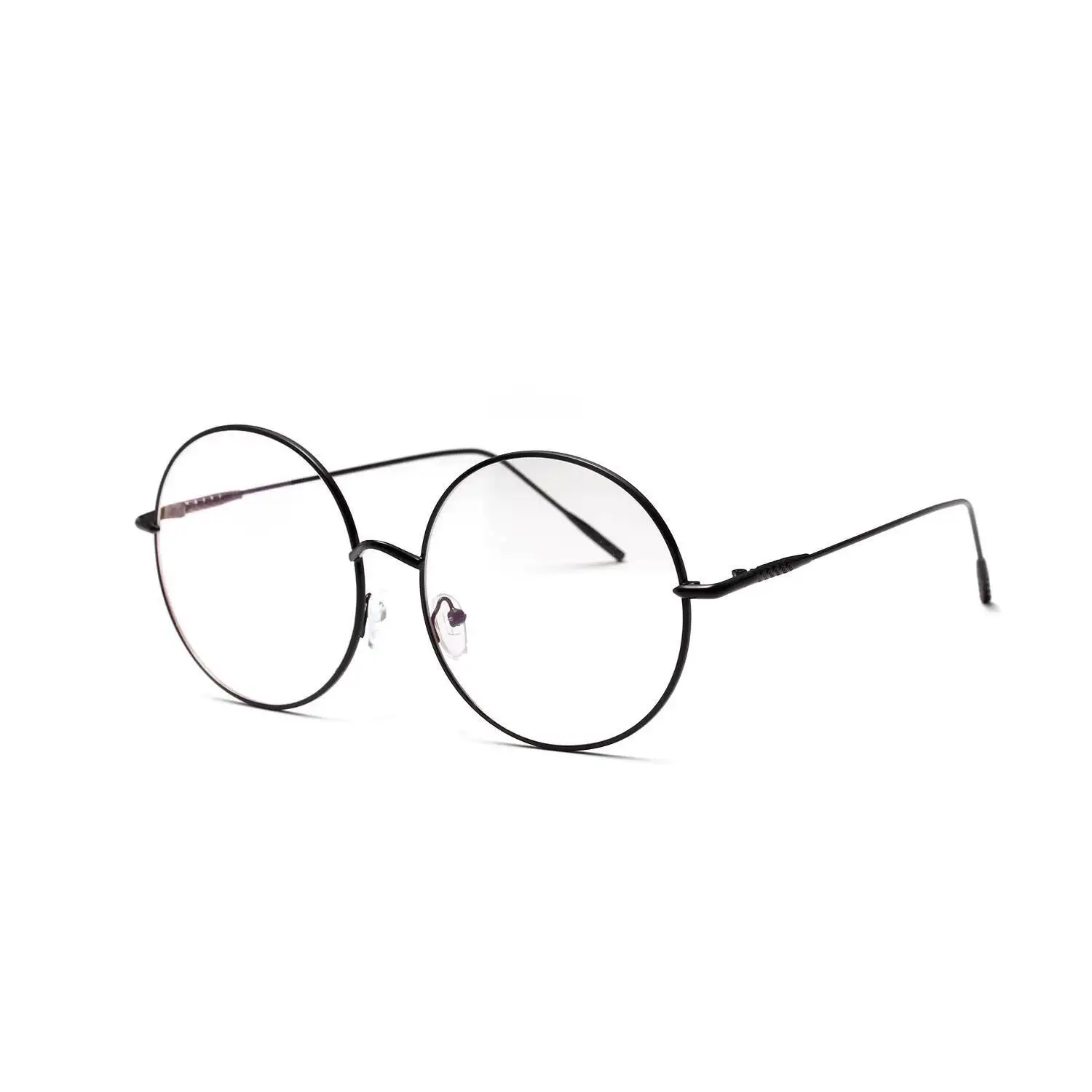 2026 Metal frame circular flat mirror for women, Korean version, big face, flesh covering, retro slim frame glasses for men