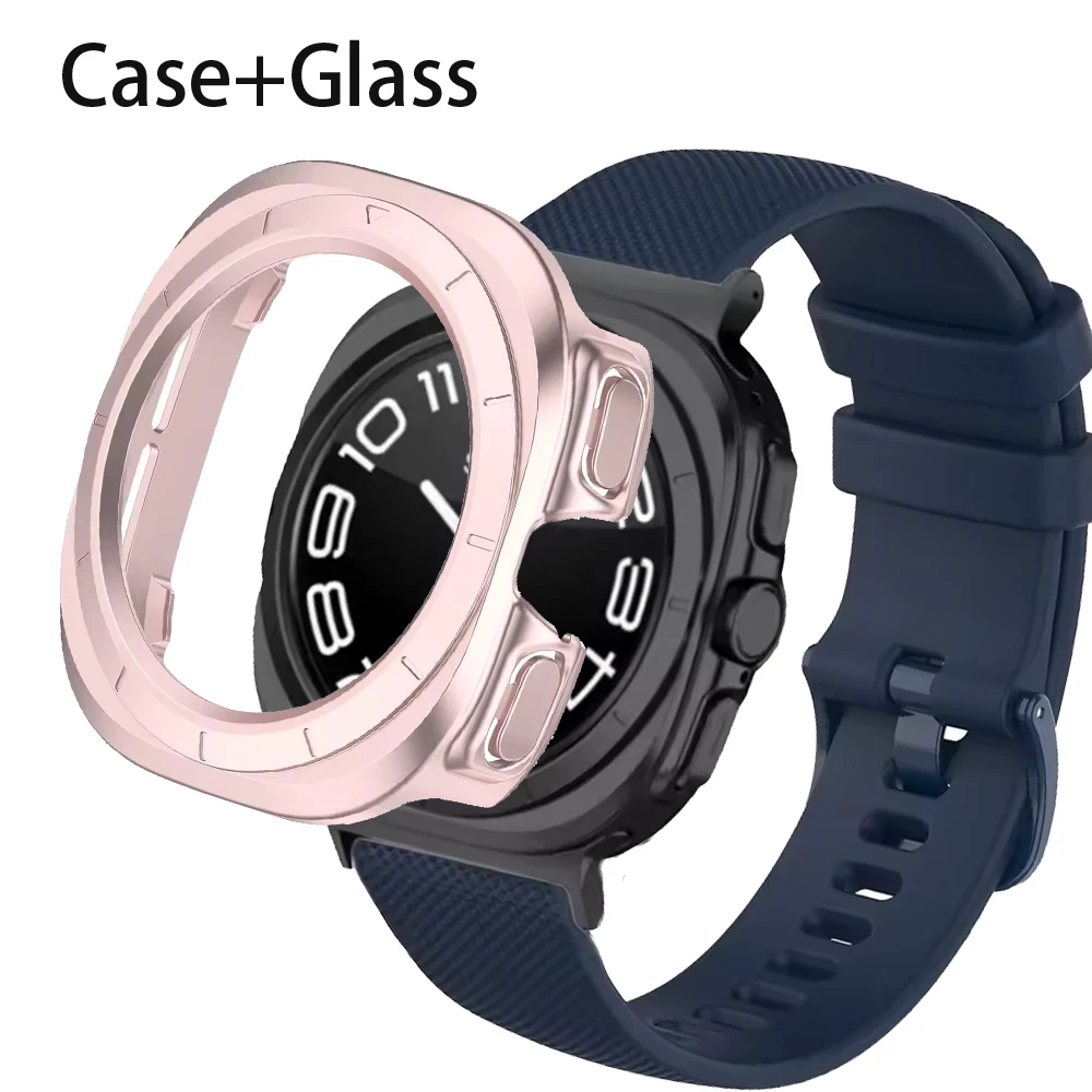 Watch Case+Glass for Samsung Galaxy Watch 7 Ultra 47mm Bumper Cover for Galaxy Watch Ultra Protective Screen Tempered Glass Film