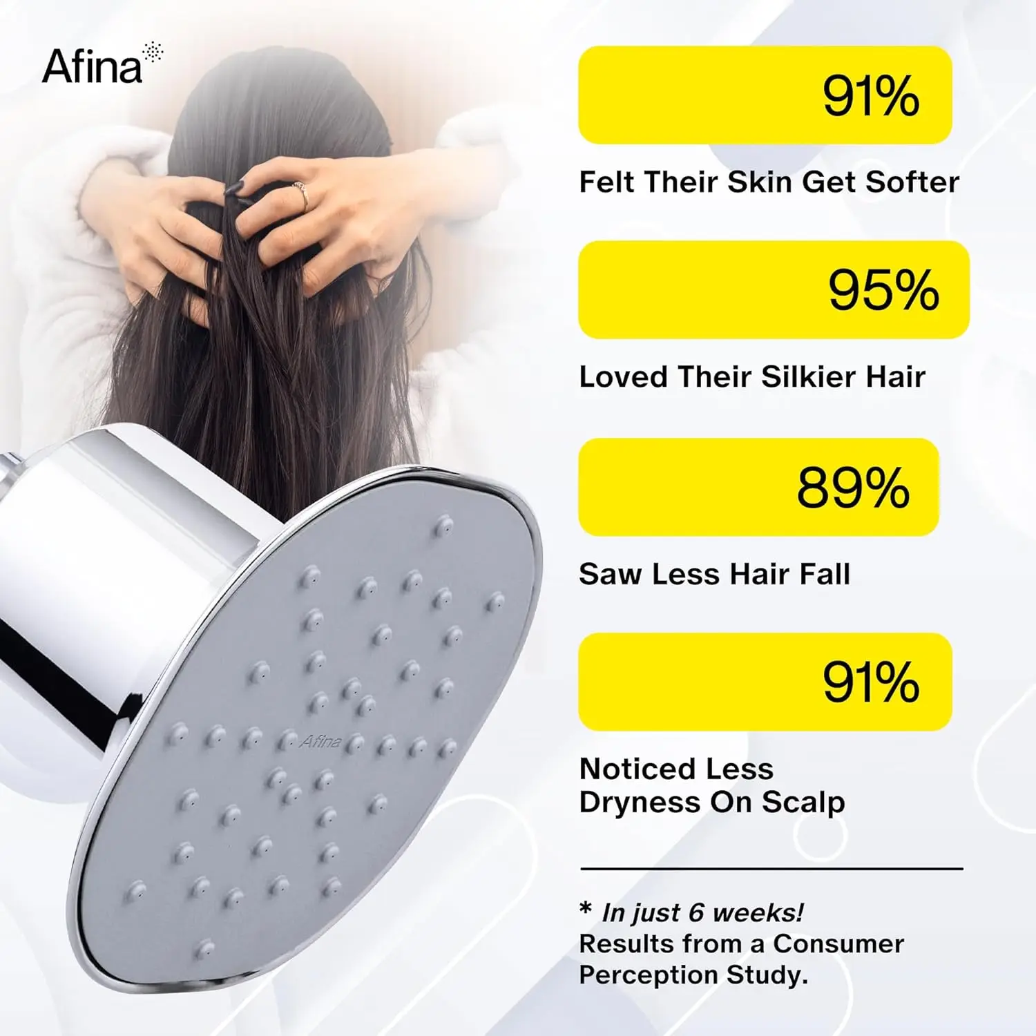 Afina High Pressure Filtered Shower Head Advanced Filtration for Hair Skin Nails Reduces Itchiness Blemishes Easy Install Chrome